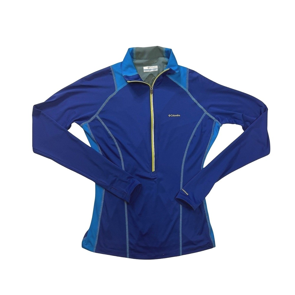 Columbia Womens Omni-Freeze 1/4 Zip Long Sleeve Cooling Shirt Blue Teal Medium